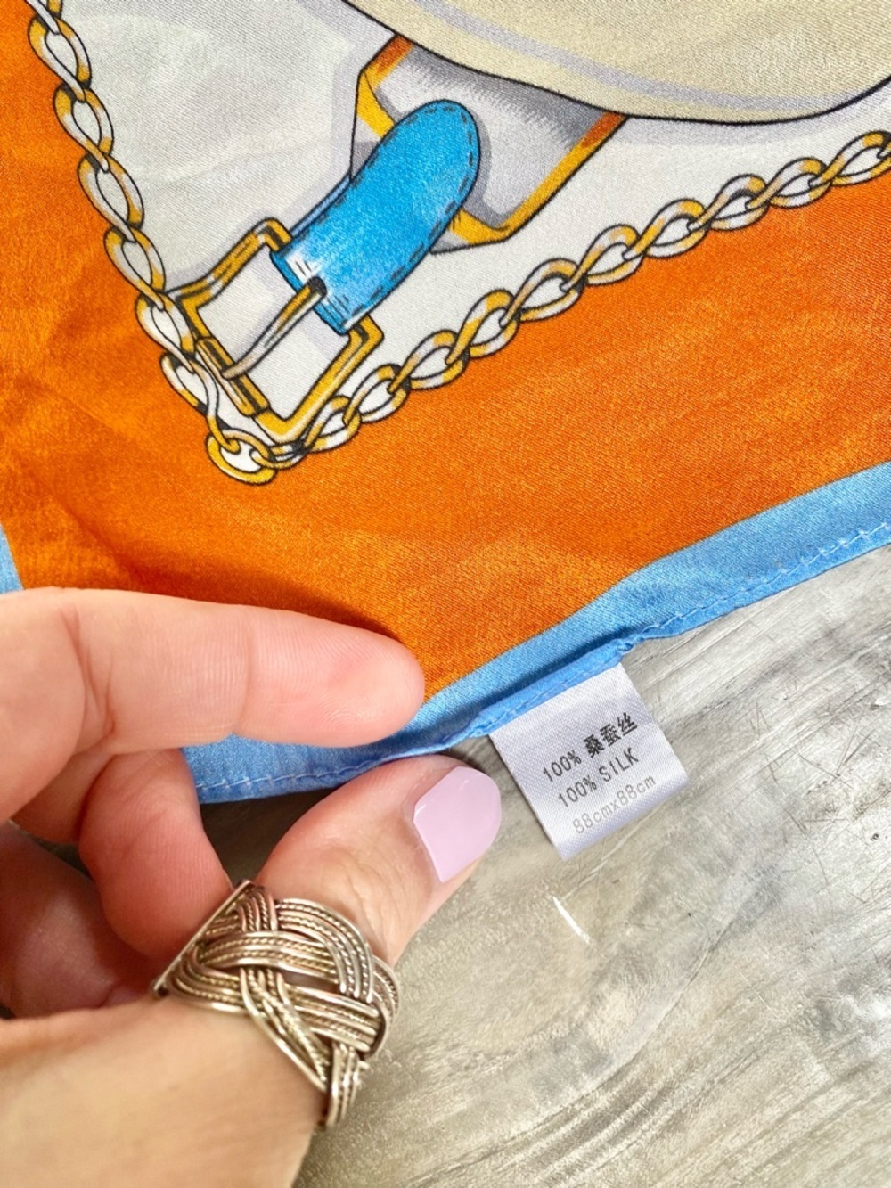 Equestrian horse saddle boho silk scarf/wrap w farmhouse prairie Country vibe - Picture 4 of 11